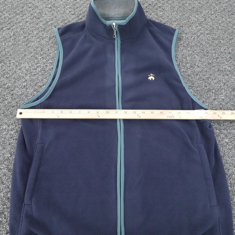 Brooks Brothers Fleece Vest Mens L Navy Blue Full Zip Golden Preppy Golf Casual - Picture 4 of 11